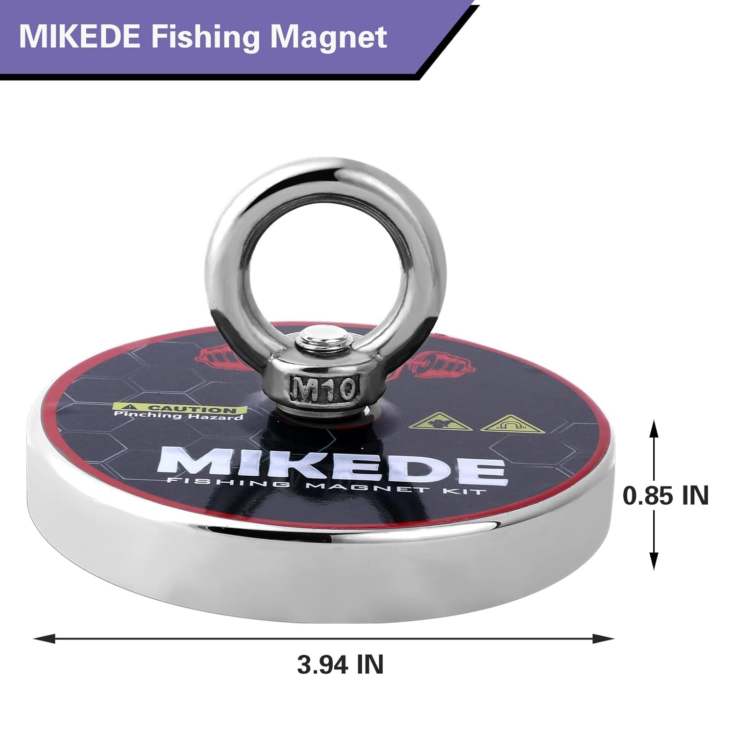 MIKEDE Fishing Magnets, 1080 LBS Pulling Force Strong Magnets Fishing Kit with Heavy Duty Rope Diameter 3.94inch(100mm), Big Neodymium Rare Earth Magnet for Retrieving in River and Magnetic Fishing Pack of 2