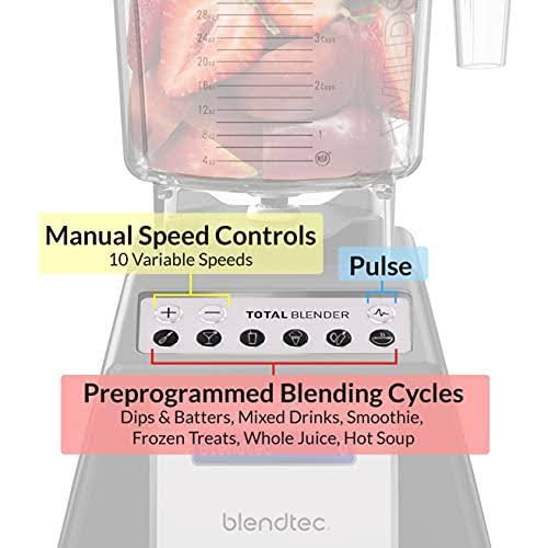 Blendtec Total Classic Original Blender 10 Speed, WildSide+ Jar u0026 Twister Black