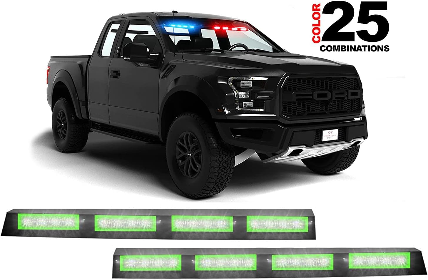 Extreme Tactical Dynamics Elemental 40 Visor Light LED Strobe Visor Light Interior Windshield Light Bar Split Mount Emergency Lights - Blue/White