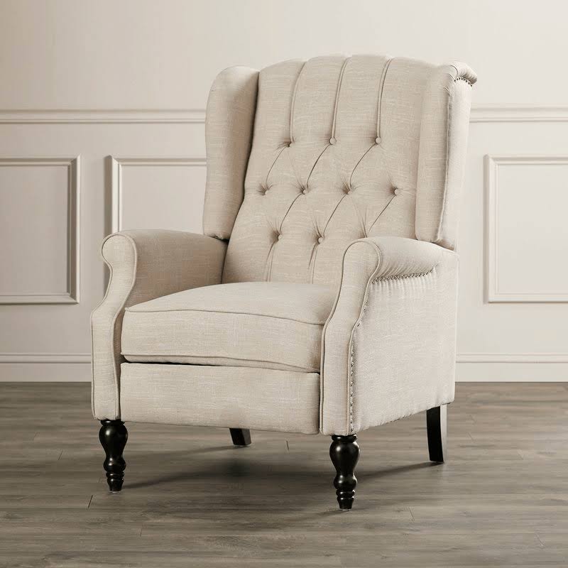 Andover Mills Leonie Manual Recliner Fabric: Light Beige Polyester
