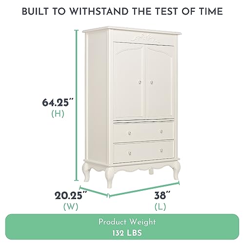 Evolur Aurora Armoire, 40x20.25x68 Inch (Pack of 1), Ivory Lace