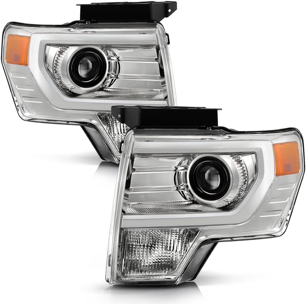 ACANII - For [Upgrade Style] 2009-2014 Ford F150 Chrome Housing Projector Headlights Headlamps Driver + Passenger Side
