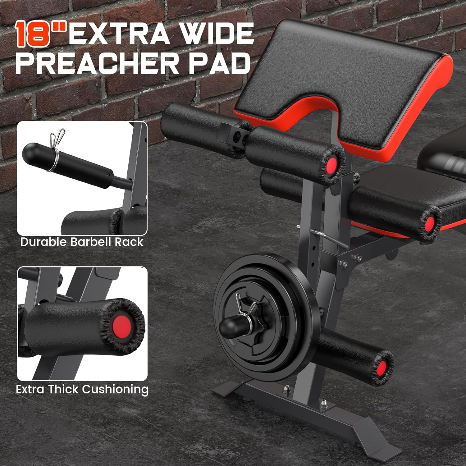 Weight Bench Press, Adjustable Workout Bench with Leg Extension and Preacher Pad, 880LBS Capacity Multi-function Weight Bench for Home Gym, Flat Incline Decline Benchs for Full Body Workout Home Strength Training (Updated)