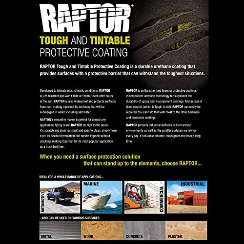 CUSTOM SHOP U-Pol Raptor Tintable Urethane Spray-On Truck Bed Liner Kit and Custom Coat Spray Gun with Regulator, 8 Quart Kit