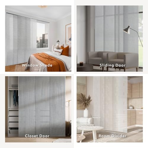 GoDear Design Adjustable Sliding Track Vertical Blinds 45.8"- 86" W x 96" H, Extendable Blinds for Windows, Hanging Room Dividers Walls, Closet Doors, Trimmable Woven Fabric Panel Shades, Summer