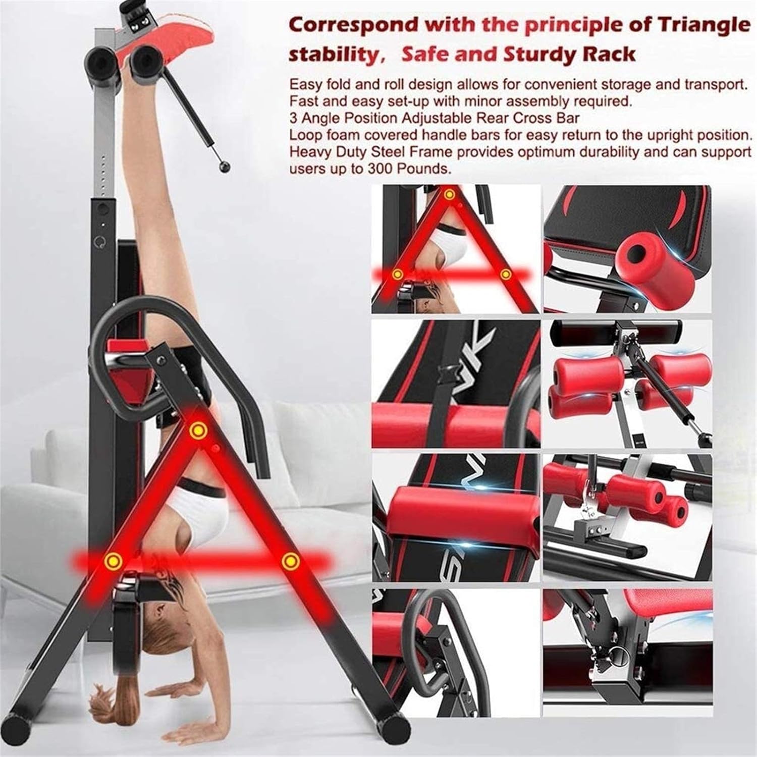 Inversion Table,Bench Press Frame Family,Home Inverted Machine,Fitness Yoga Chair Ideal for Exercise Headrest,Shoulder Back,Inverted Chair