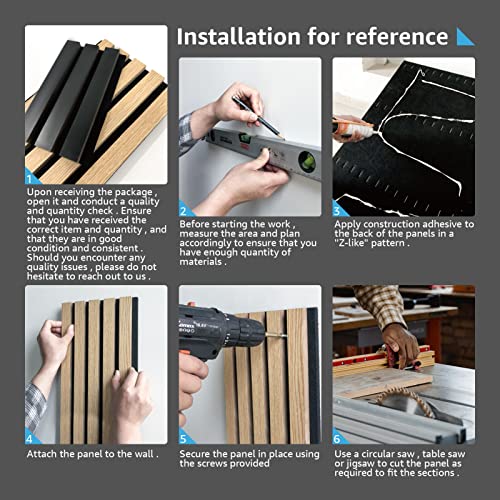 Art3d 4-Piece Wood Slat Acoustic Panels for Stylish Decor and Noise Reduction, 3D Textured Panel for Ceiling and Wall, Matte Black
