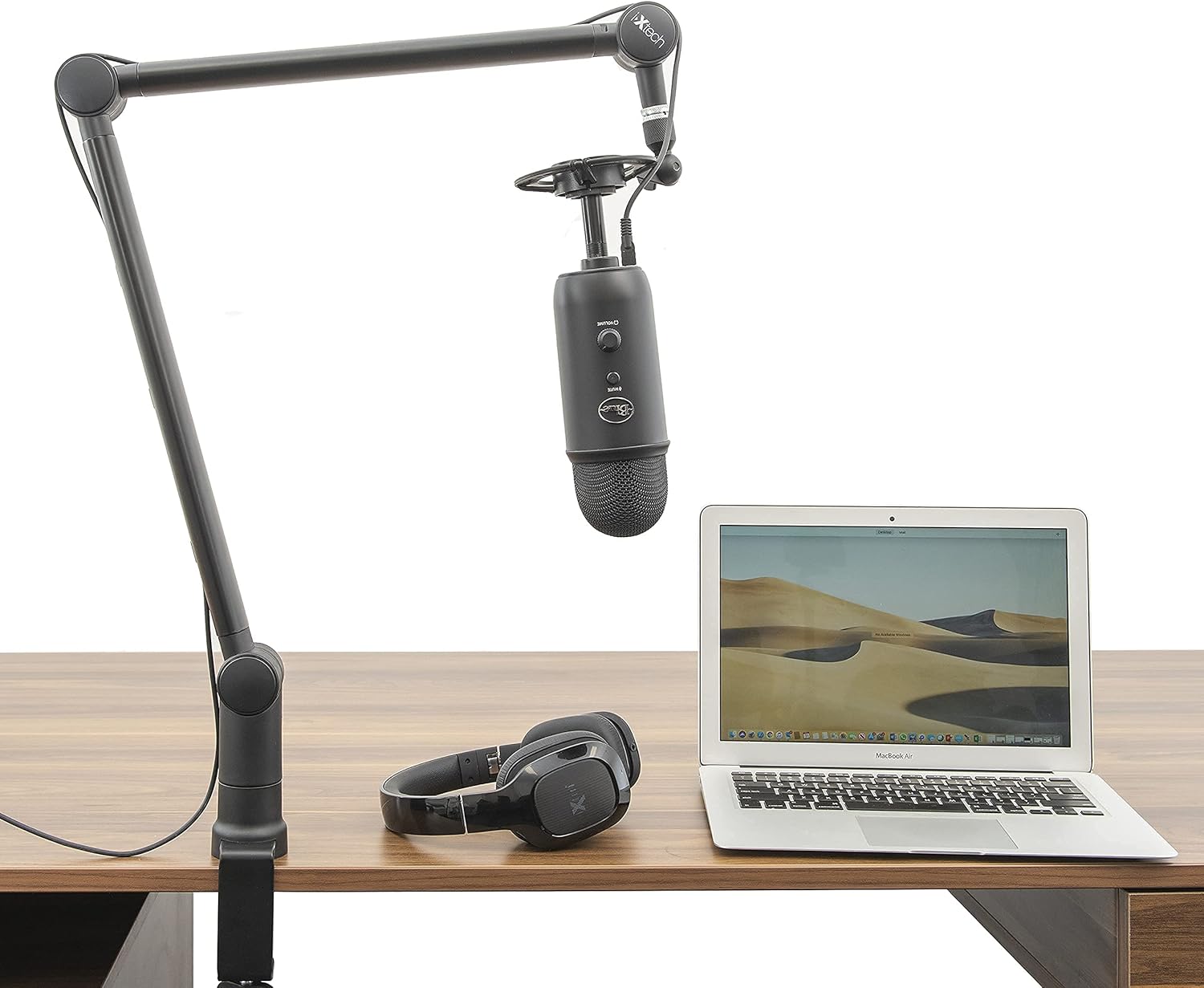 IXTECH Boom Arm - Adjustable 360° Rotatable Microphone Arm - Sturdy Stainless Steel Mic Arm Desk, Table Stand - Foldable Scissor Arm - Stable Microphone Mount Arms for Radio Studio, Podcast, Gaming