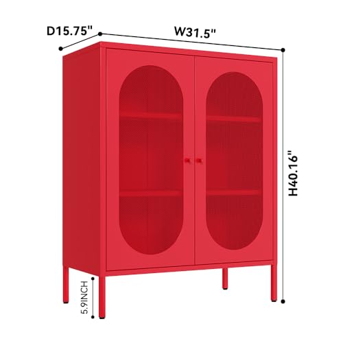 2 Door Metal Locker Storage Accent Cabinet with 2 Adjustable Shelves,Blue Garage Storage Cabinet Cupboard lockers for Garage
