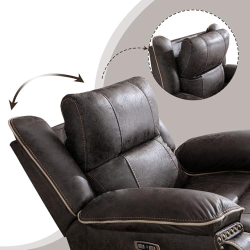 Phoenix Home Dual Motor Power Lift Chair for Elderly, Lift Chairs with Massage and Heat, Leather Electric Chairs for Adults, Recliner Chair with USB, 2 Concealed Cup Holders, Brown