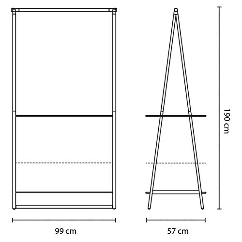 Brabantia - Linn Clothes Rack, Compact - Free Standing Clothing Rail - Clothes Storage - Hang, Air, or Dry Clothes - Sturdy Steel Frame & Bamboo Rod - 19 x 13 x 67 inches - Black