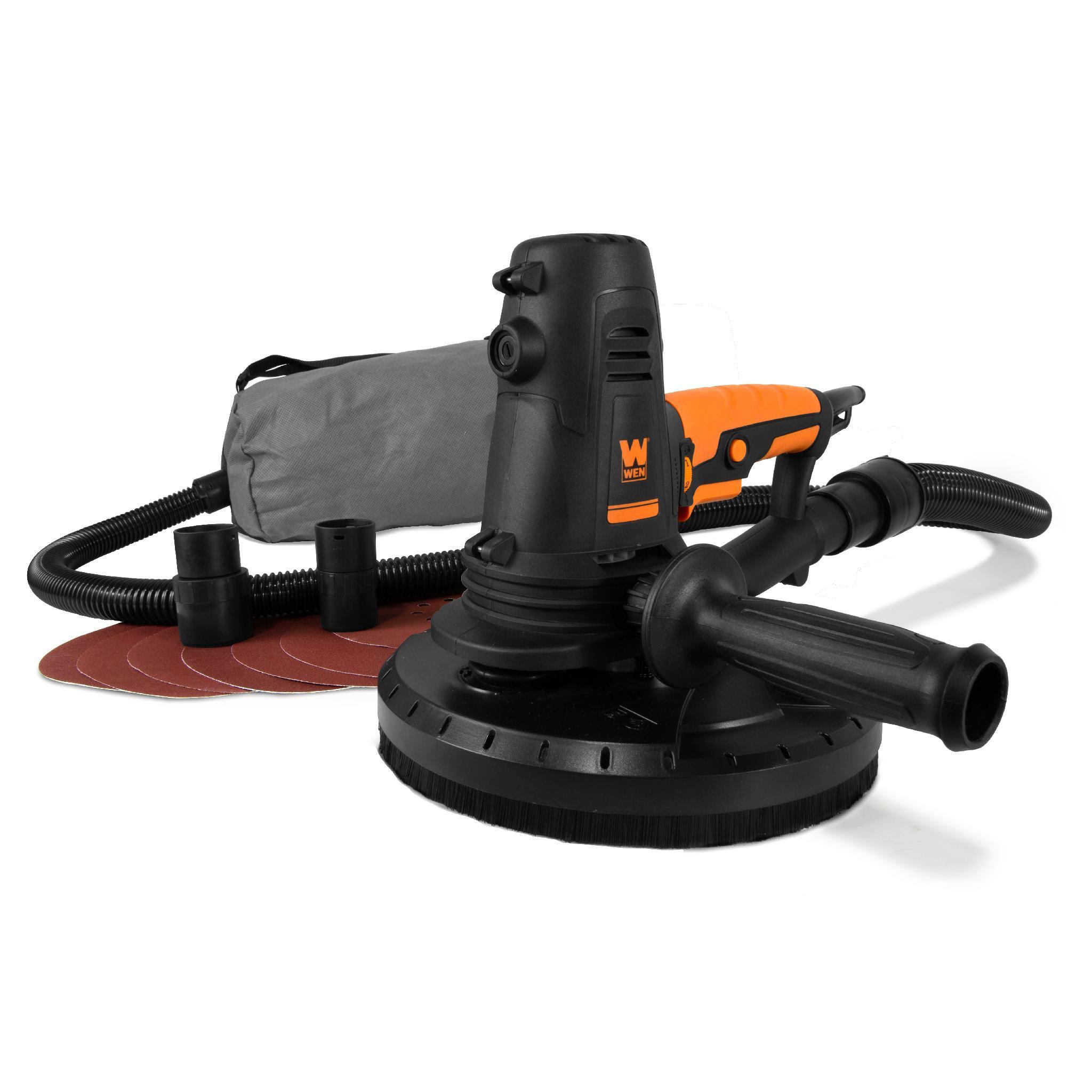 Wen 6362 10-Amp Variable Speed Handheld Drywall Sander with Sandpaper, Dust Hose