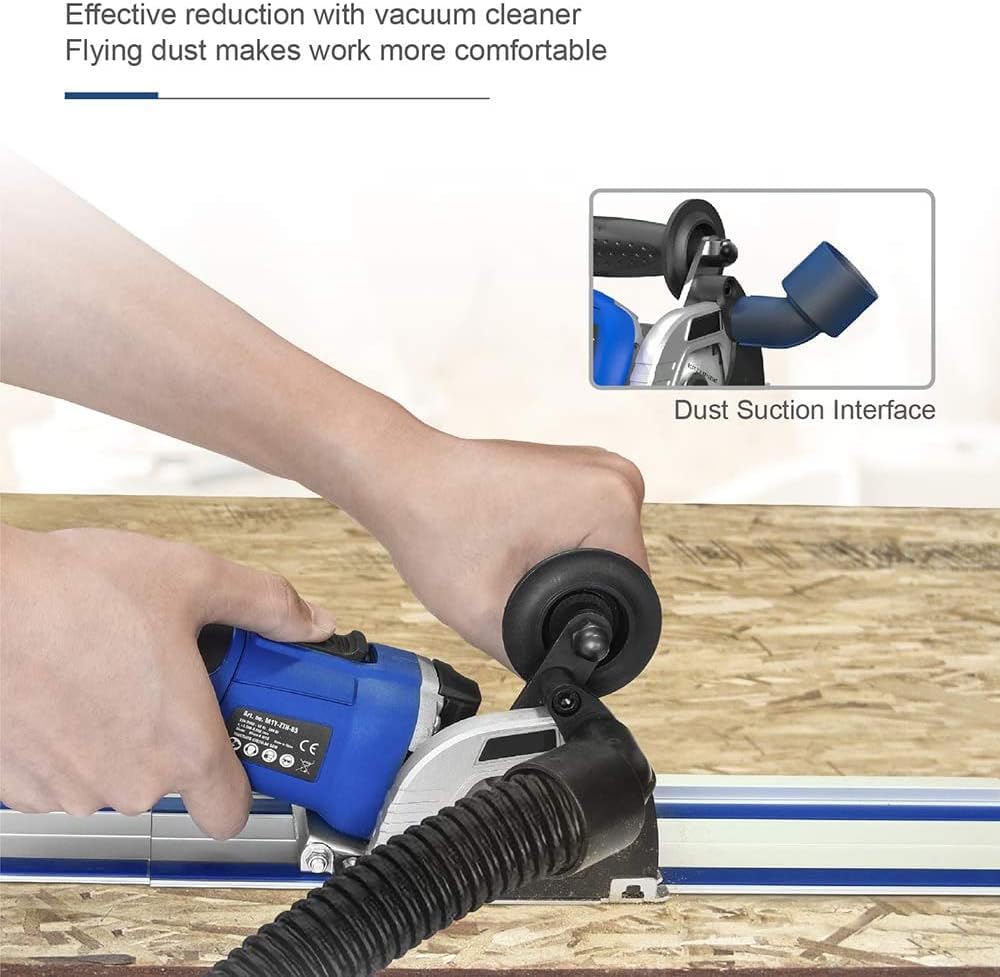 Mini Circular Saw with Track, 3-3/8" 6,500RPM Compact Circular Saw with 2 x 15" Guide Rails, Mini Plunge Cut Saw with 3 Saw Blades for Wood, Soft Metal, Tile and Plastic Pack of 2