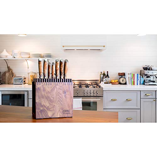 Knife Set Block - 8 Piece Chefs Knife Set - Damascus Steel VG10 Japanese Stainless Steel Home Kitchen Knife Set With Shadow wood Handle&Unviersal Walnut Block