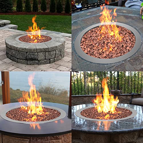 Skyflame 19 Inch Round Stainless Steel Drop in Fire Pit Pan Fire Bowl with Burner Ring and Protective Cover