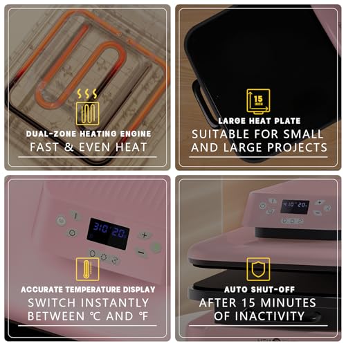 HTVRONT Auto Heat Press Machine for T Shirts - 15x15 Smart T Shirt Press Machine with Auto Release - Professional Heat Press for Sublimation, Vinyl, Heat Transfer Projects