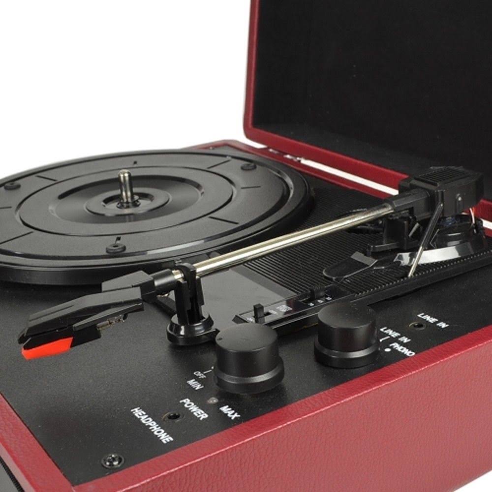 Victrola Bluetooth Suitcase Record Player with 3-Speed Turntable (Marsala)