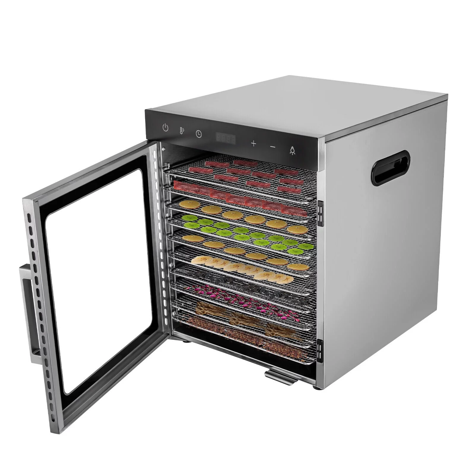 10 Trays Food Dehydrator Machine Stainless Steel Meat Jerky Dryer with Timer