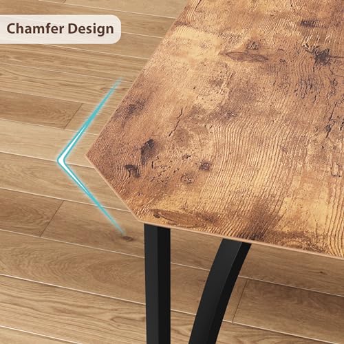 GAOMON Dining Table Set for 2, Kitchen Table and Chairs with Chamfer Design, 3 Piece Dining Room Set with Cushion Seats for Small Spaces, Home Kitchen, Apartment - Rustic Brown
