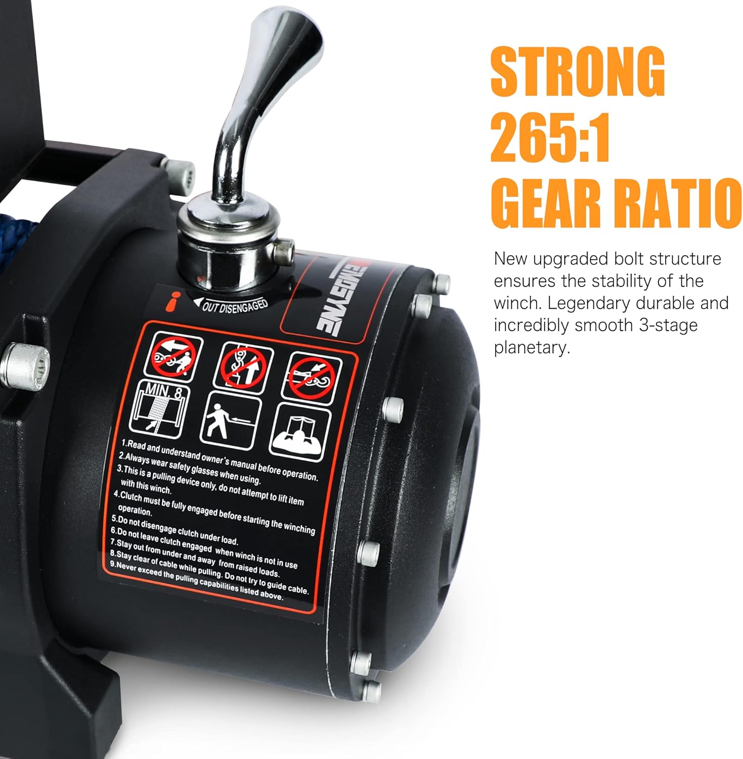 MNEMOSYNE Traction Products - Synthetic Rope Winch - 12000 LB load capacity - Remote winch