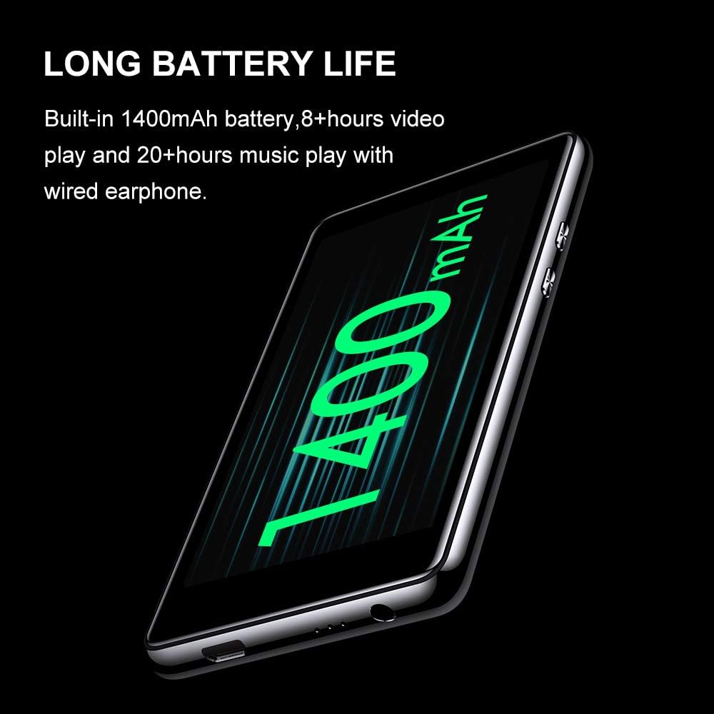 16GB MP3 Player with Bluetooth, Full Touchscreen HD Video Mp4 Mp3 Music Player with Speaker,FM Radio, Micro SD Slot, Headphones + Case Included, up to 128GB Pack of 2