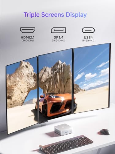 MINISFORUM UM880 Plus Mini PC AMD Ryzen 7 8845HS(8C/16T, up to 5.1GHz), 32GB DDR5 1TB PCIe4.0 SSD, HDMI+DP+USB4 Triple Outputs, OCuLink Port, 2.5G LAN, 5x USB Port, Radeon 780M Graphics Micro Computer