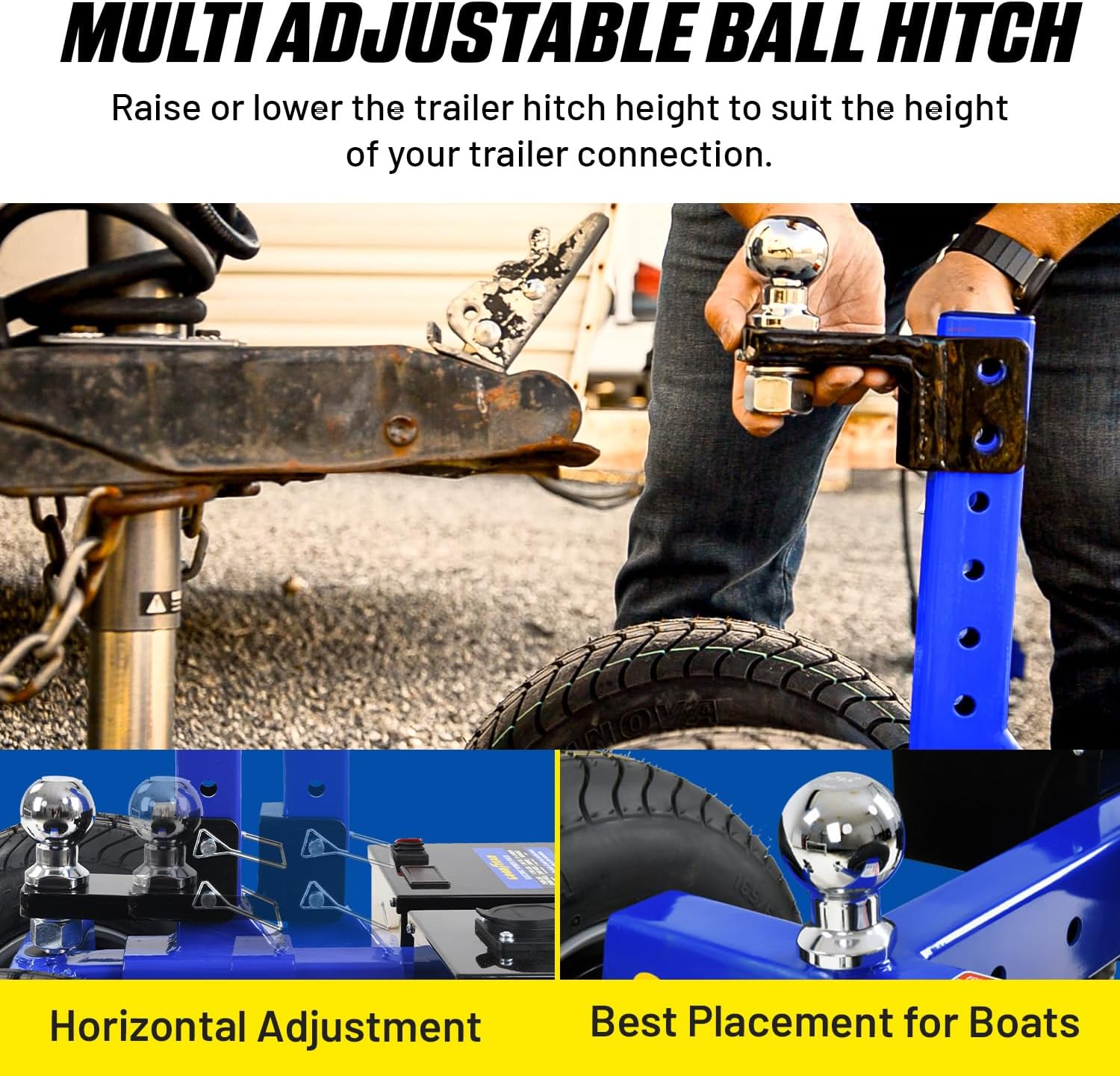 Goodyear Electric Trailer Dolly Super-Duty 7500lbs Max Trailer Weight, 5500lbs for Boats, 1100lbs Tongue Weight, All-Terrain Wheels Ideal for RVs, Toy Haulers, Car Trailers, and Campers
