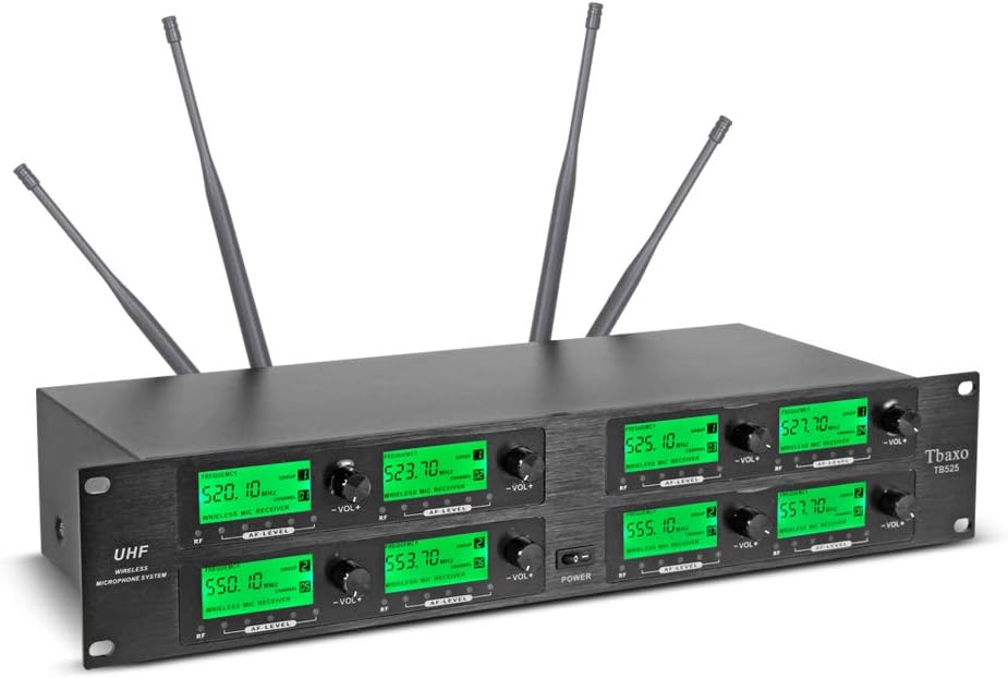 UHF Wireless Microphone System 8 Channel 8 Lavalier Bodypacks 8 Lapel Mic 8 Headsets for Karaoke System Church Speaking Conference Wedding Party 3 Year Warranty