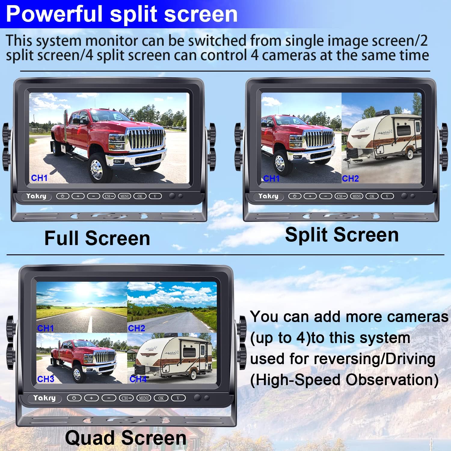 RV Backup Camera Wireless HD 1080P with 7 Inch Touch Key DVR Monitor for RVs,Campers,Trailers,Trucks Adapter for Furrion-Pre-Wired RVs High-Speed Rear View Observation IR Night Vision Yakry Y27