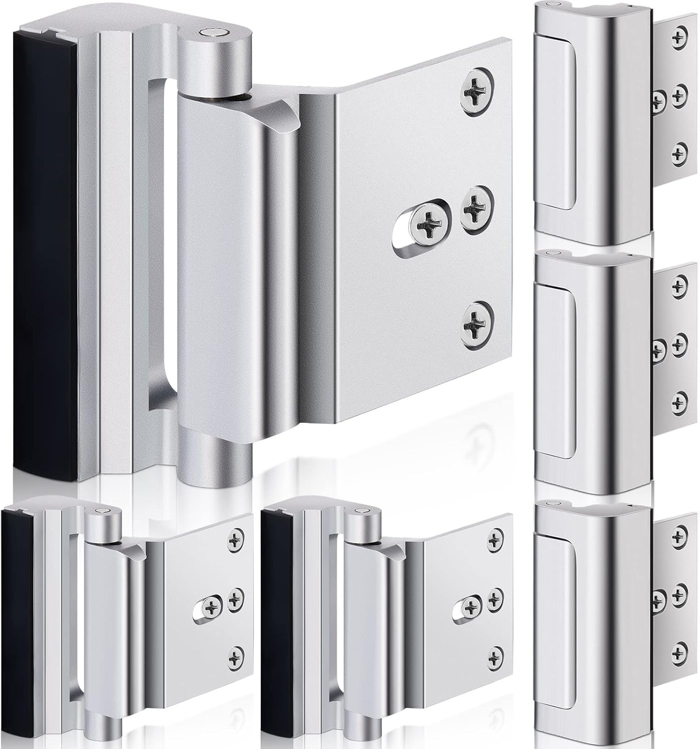 6 Pack Door Reinforcement Locks with 48 Screws, Home Security Door Lock Add High Security to Home and Prevent Unauthorized Entry Security Childproof Night Lock, Aluminum Construction Finish Pack of 2