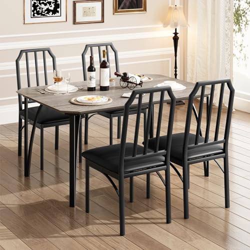 GAOMON Dining Table Set for 2, Kitchen Table and Chairs with Chamfer Design, 3 Piece Dining Room Set with Cushion Seats for Small Spaces, Home Kitchen, Apartment - Rustic Brown