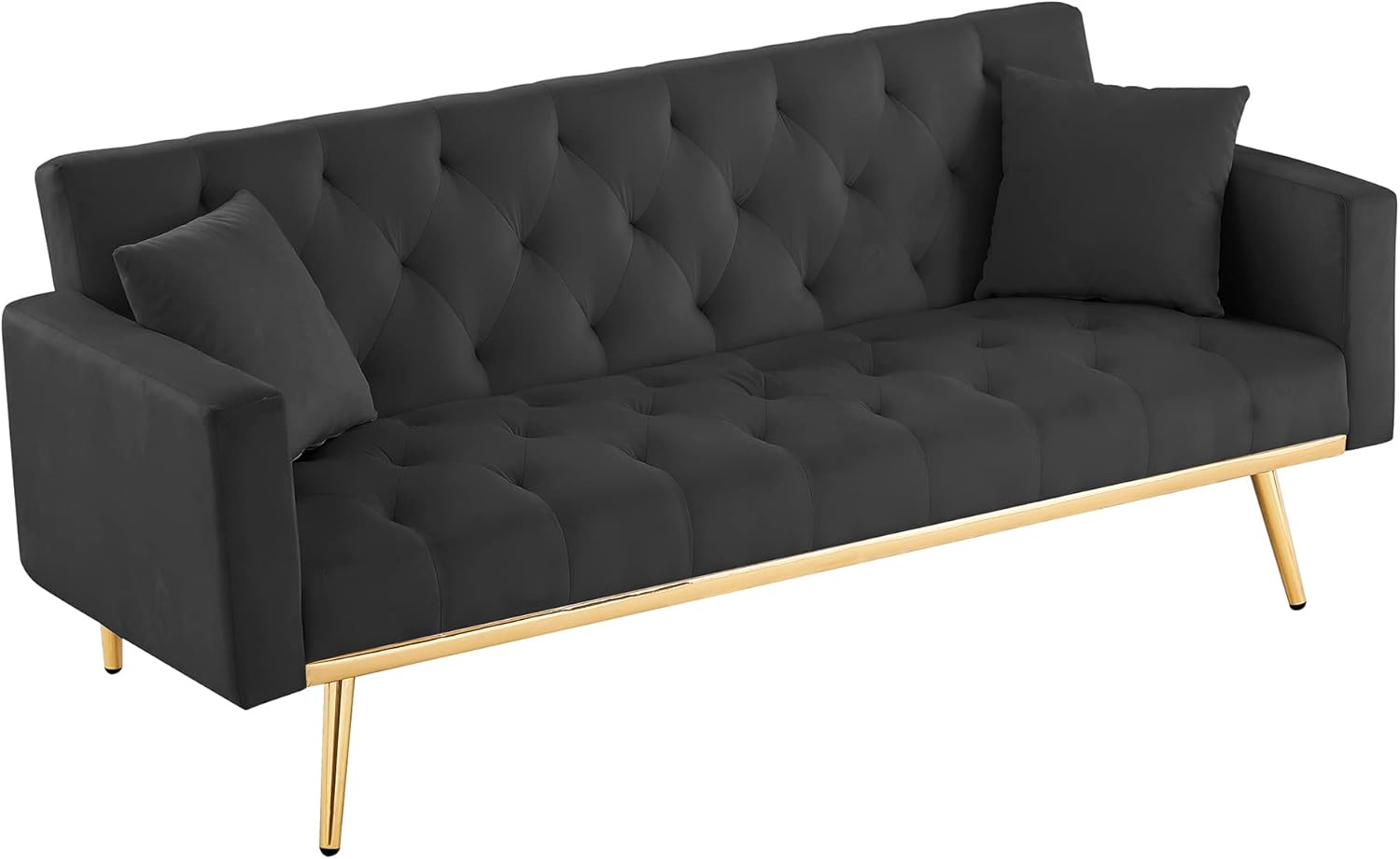 Black Convertible Folding Futon Sofa Bed, Sleeper Sofa Couch for Compact Living Space. Modern Couch for Bedroom,Apartment Sofa,Office Couch