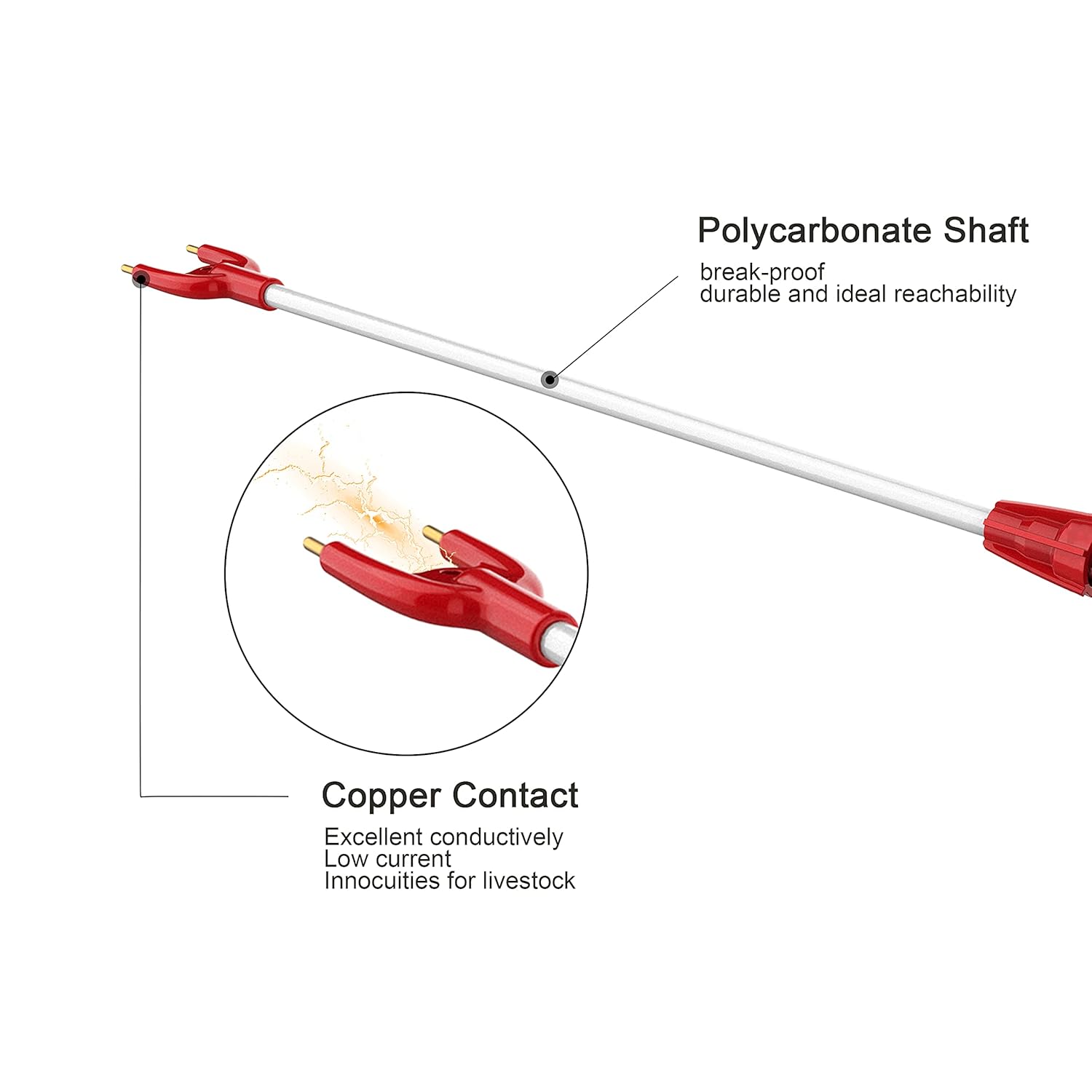 Livestock Prod Electric Cattle Prod Rechargeable Safety Animal Hot Shot with 28in. Flexible Prod Shaft for Cow Pig Cattle Goats and Big Dog