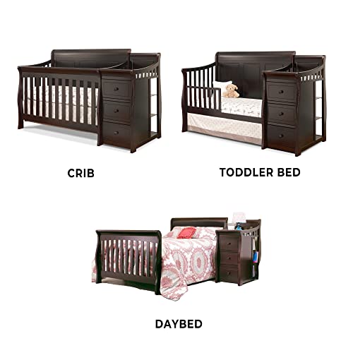 Sorelle Furniture Princeton Elite Crib and Changer with Solid Panel Back Classic -in- Convertible Diaper Changing Table Non-Toxic Finish Wooden Baby Bed Toddler Full-Size Nursery - White