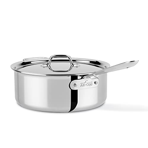 All-Clad D3 3-Ply Stainless Steel Saute Pan 6 Quart Induction Oven Broiler Safe 600F Pots and Pans, Cookware Silver
