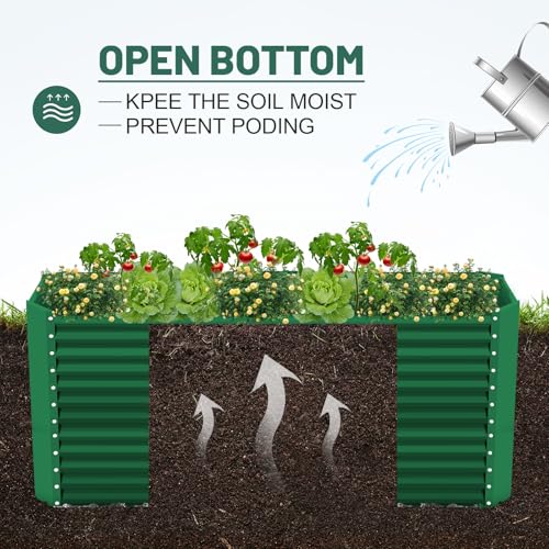 Land Guard 8x4x3ft Rectangular Galvanized Raised Garden Beds, 36" Tall Large-Capacity Metal Planter Box Outdoor, Durable Deep Raised Garden Bed, Raised Beds for Gardening Vegetables, Classic Silver