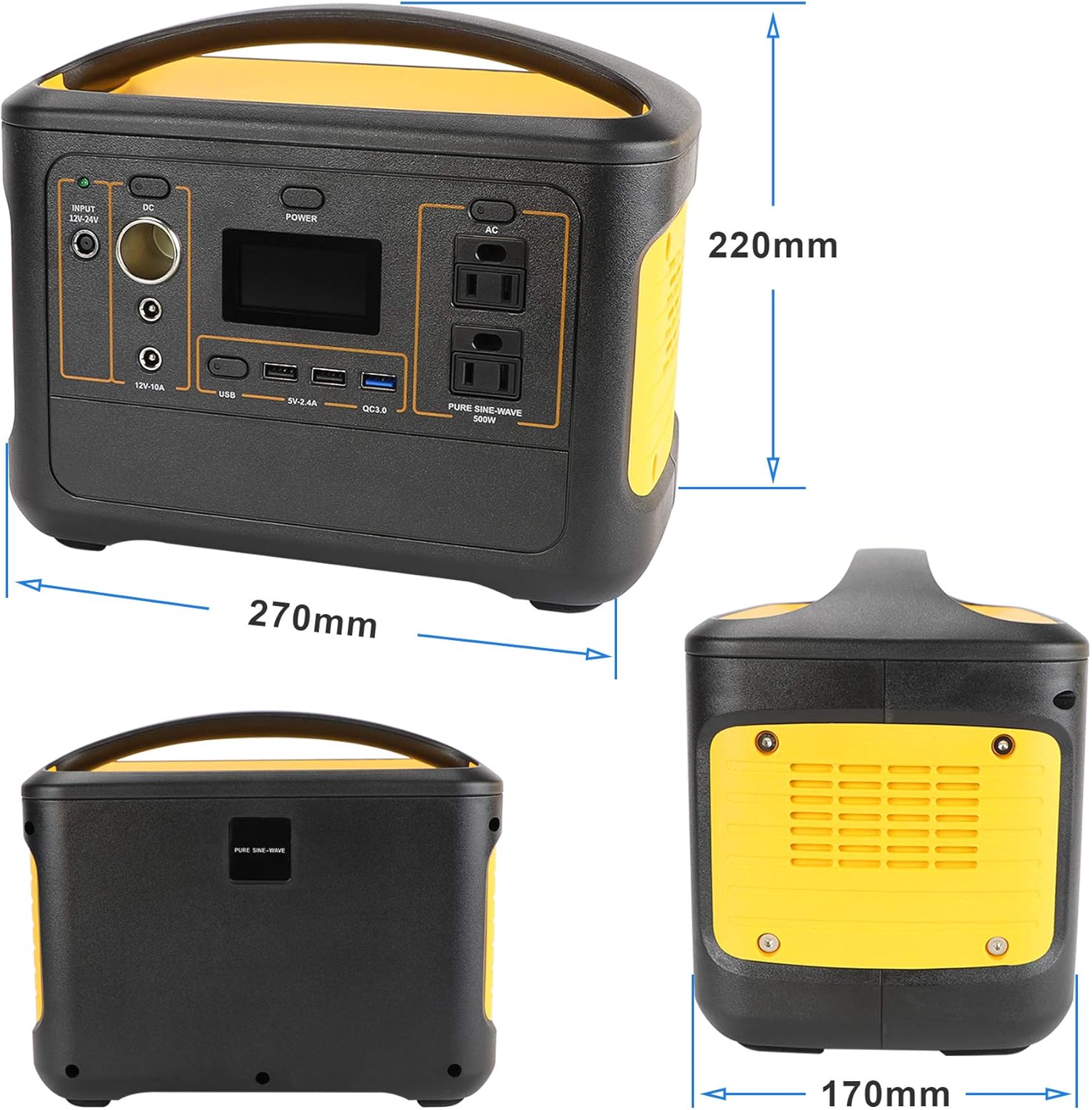 Portable Power Station Explorer 500W, 568Wh Backup Lithium Battery, 110V/500W Pure Sine Wave AC Outlet, Solar Generator (Solar Panel Not Included) for Outdoors Camping Travel Hunting Emergency