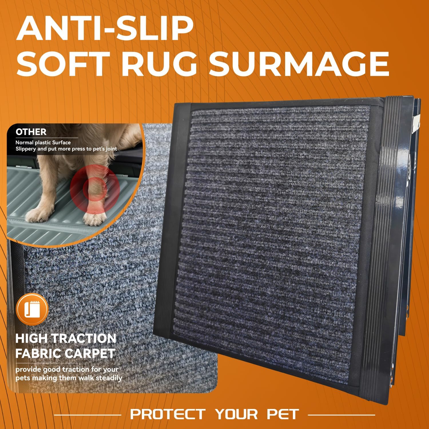 Dog Ramp for Car Large Dog,71" Foldable Portable Dog Car Ramp with Non-Slip Rug Surface,20" Extra Wide Pet Step Ramp for Medium & Large Dogs Enter a Car, SUV & Truck