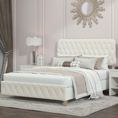 Queen Size Lift Up Bed Frame with Oversized Storage, Velvet Hydraulic Storage Platform Bed with Deep Button Tufted Adjustable Headboard for Bedroom, Grey