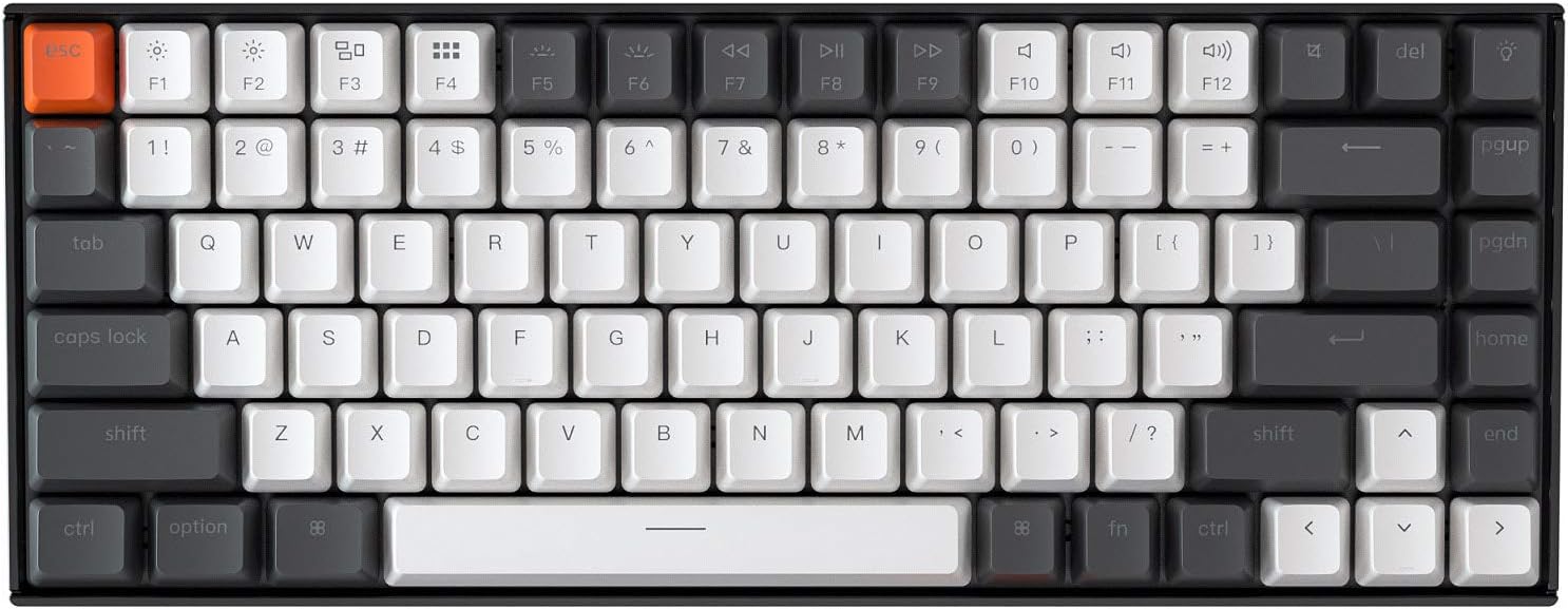 Keychron K2 75% Layout Hot-swappable Bluetooth Wireless/USB Wired Mechanical Keyboard with Gateron G Pro Blue Switch/Double-Shot Keycaps/RGB Backlit 84 Keys Computer Keyboad for Mac Windows Version 2