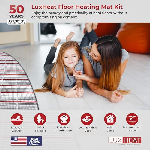 150 Sqft Mat Kit, 120v Electric Radiant Floor Heating System for Under Tile, Stone and Laminate. Includes Alarm, Heated Floor Mat, UDG4 OJ Microline Programmable Thermostat w/GFCI & Sensor