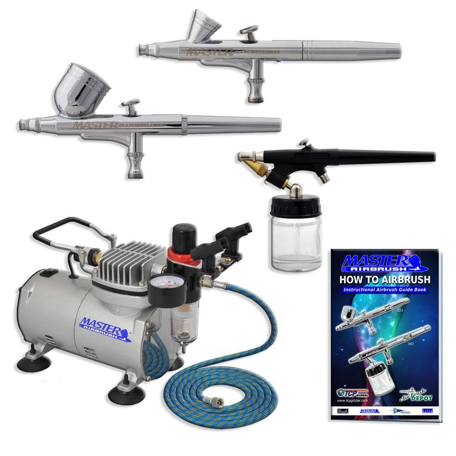 Master Airbrush Multi-Purpose Professional Airbrushing System with 3 Airbrushes
