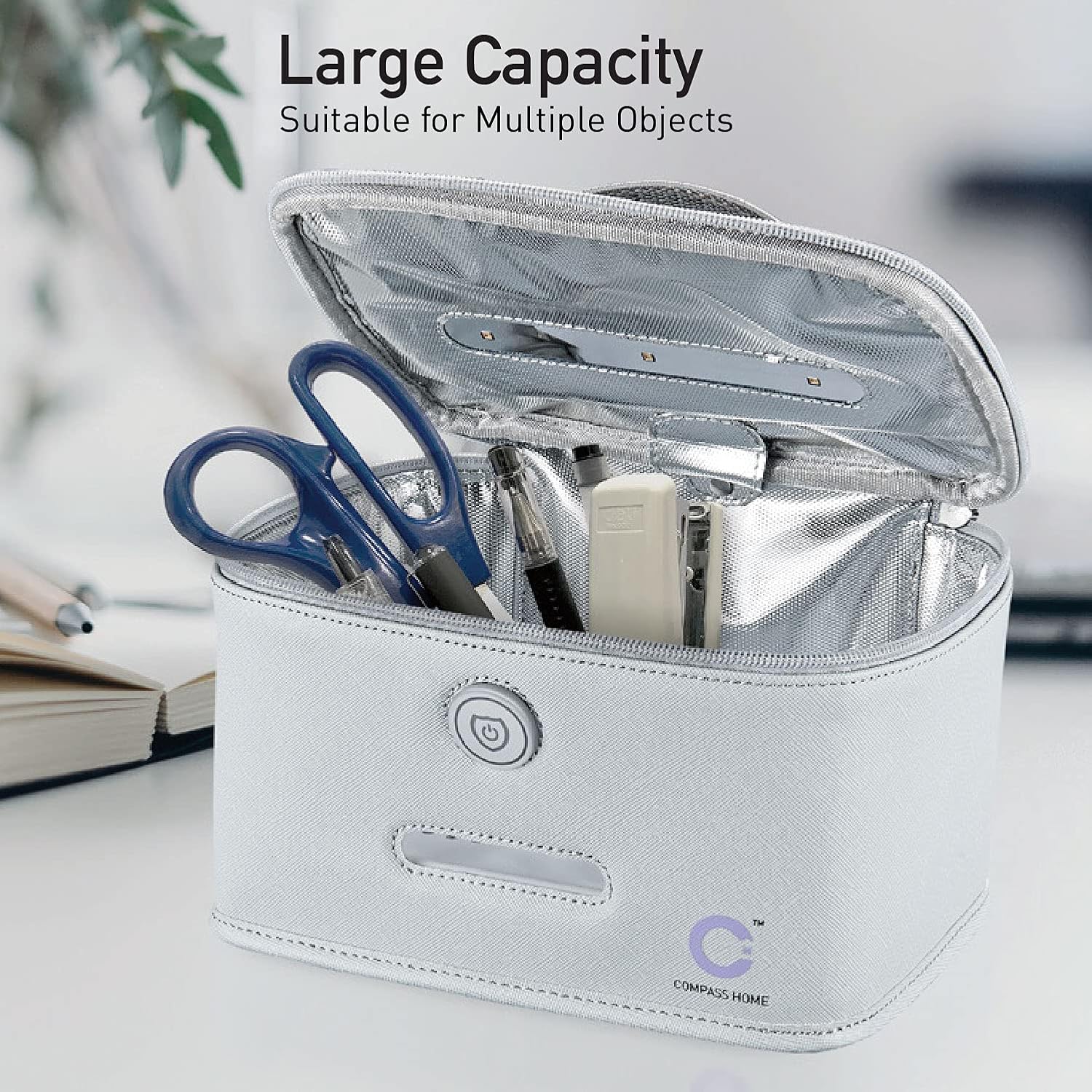 Compass Home UV Light Sanitizer Case, Portable UV-C LED Sterilization Soft Case with Child Lock