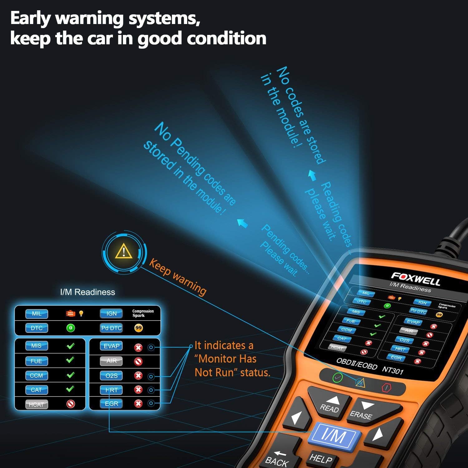 FOXWELL NT301 OBD2 Scanner Professional Mechanic OBDII Diagnostic Code Reader Tool for Check Engine Light