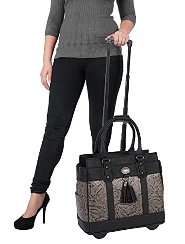 Rolling Laptop Bag Women, 17 inch Large Premium Rolling Briefcase with Wheels, Overnight Roller Carry on Computer Case for Travel Work Office Airplane Business Wife Mom Teacher