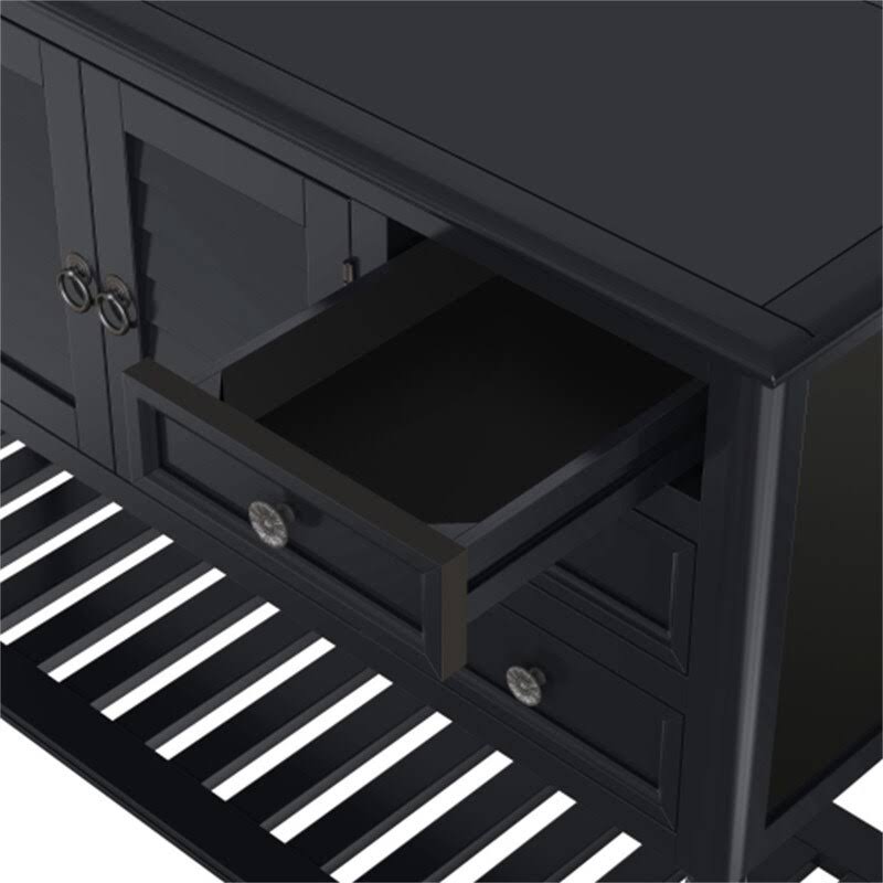 Modern Console Table Sofa Table with 6 Drawers,1 Cabinetsu00261 Shelf - Blue