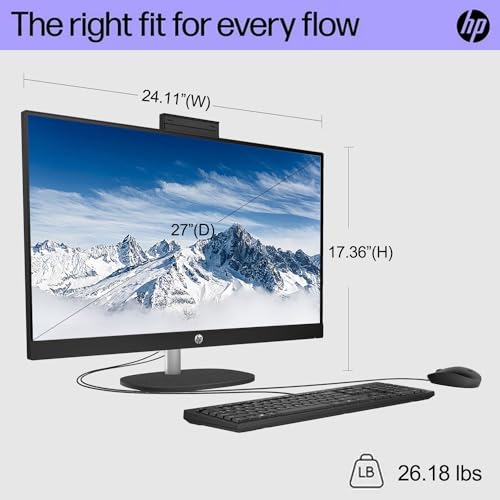 HP Newest 27" Touchscreen All-in-One, 27" FHD Display, Intel Core i7-1355U, 16GB RAM, 1TB SSD, IR Camera, Wired Keyboard & Mouse, HDMI, RJ45, Wi-Fi 6, Windows 11 Home, Black