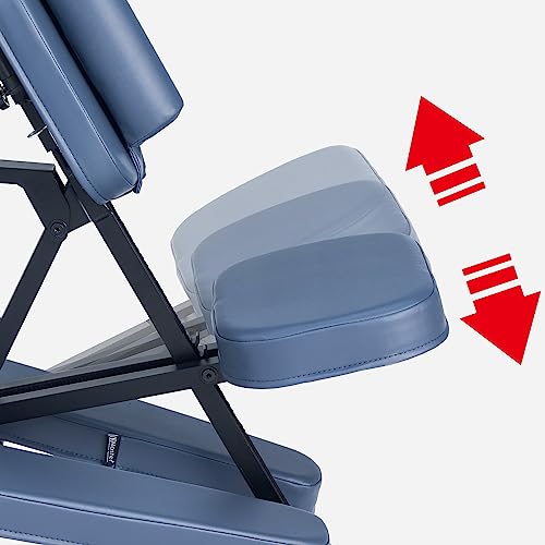Master Massage Professional Lightweight Portable Massage Chair-Folding Foldable Aluminum Adjustable Tattoo Chair with Wheeled Carrying Case, Aluminum (Blue)