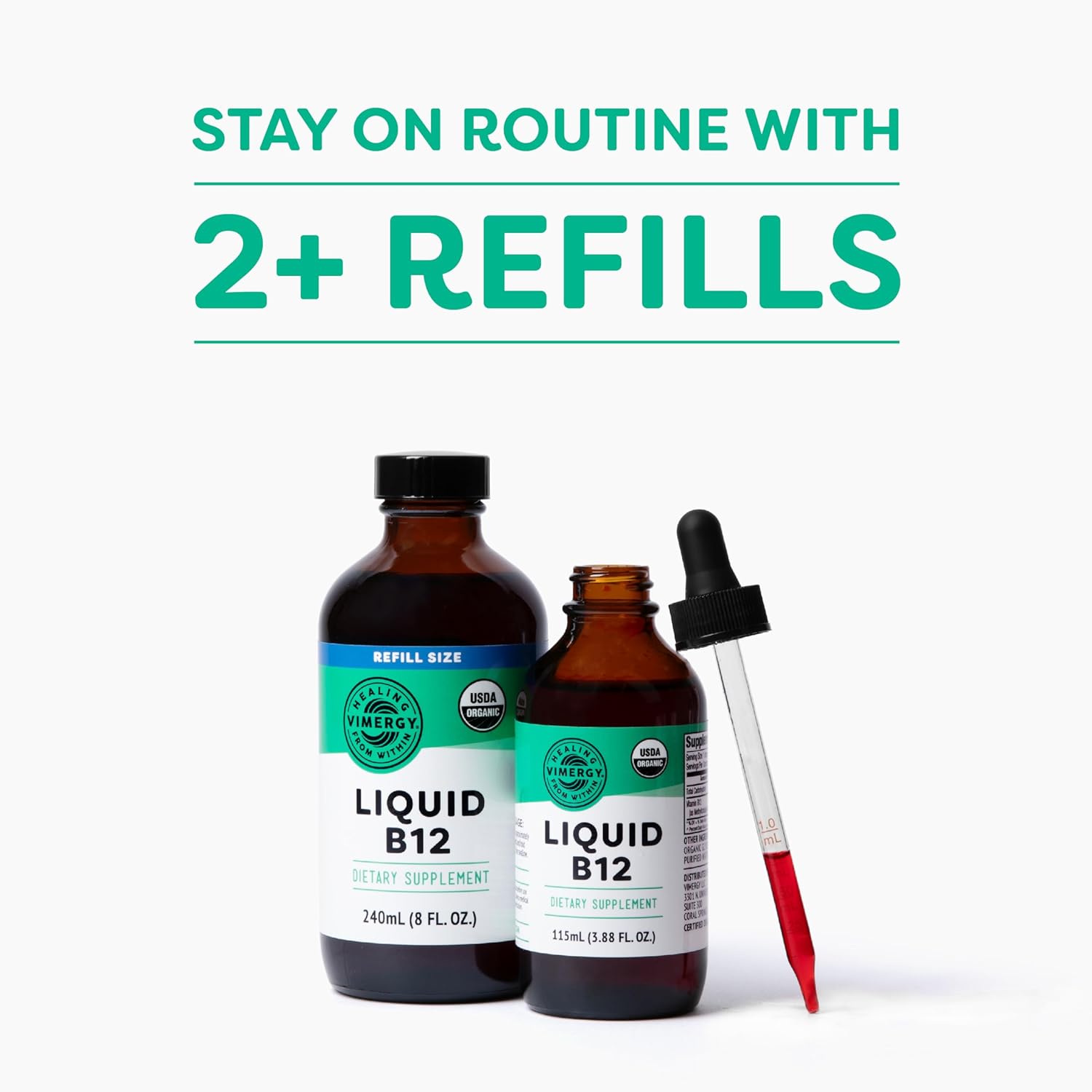 Vimergy Liquid B12 (30 mL) and Liquid B12 Refill (240 mL) - Bundle