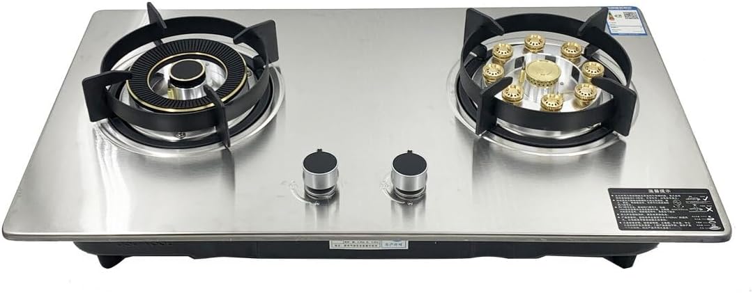 28 inch 2 Burners Cooktop, Built-in Stainless Steel StoveTop LPG Gas Hob with Thermocouple Protection for Outdoor, Kitchen, Camping, RV